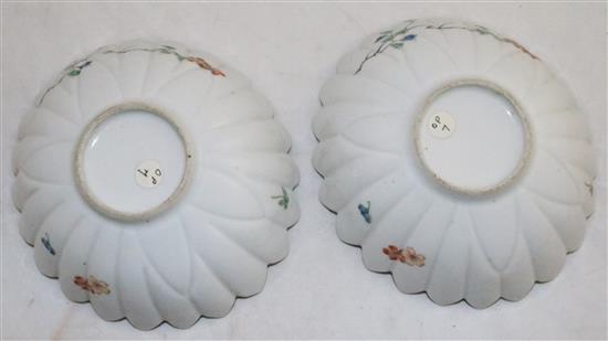 A pair of Japanese Kakiemon petal-moulded dishes, c.1680-1710, width 15.6cm